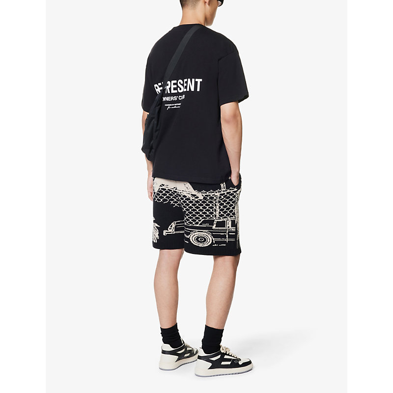 Shop Represent Men's Black Owners' Club Graphic-print Relaxed-fit Cotton-jersey T-shirt