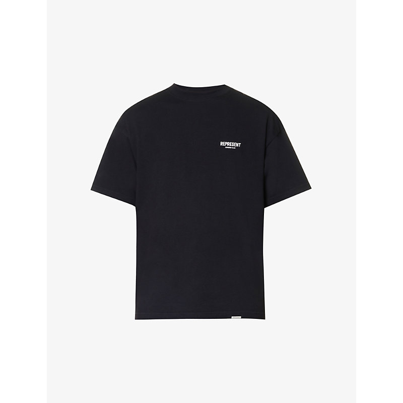 Shop Represent Owners' Club Graphic-print Relaxed-fit Cotton-jersey T-shirt In Black