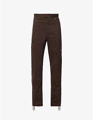 REPRESENT: Brand-plaque multi-pocket regular-fit straight-leg stretch-cotton blend cargo trousers