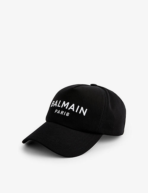 BALMAIN: Logo-embroidered curved-peak cotton baseball cap