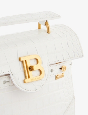 BALMAIN B-Buzz 23 branded-hardware croc-embossed leather top-handle bag