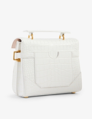 BALMAIN B-Buzz 23 branded-hardware croc-embossed leather top-handle bag