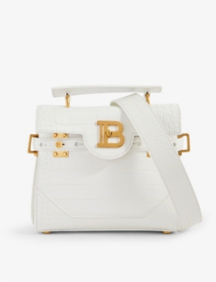 BALMAIN B-Buzz 23 branded-hardware croc-embossed leather top-handle bag