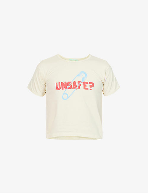 ARIES: Unsafe graphic-print cropped-fit T-shirt