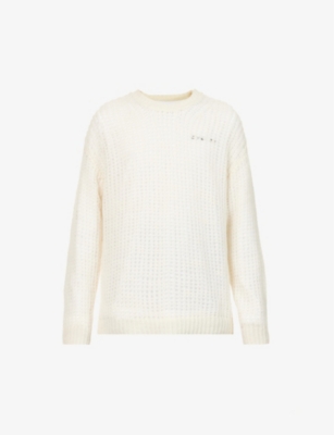 Doubled logo-embellished relaxed fit wool-blend jumper