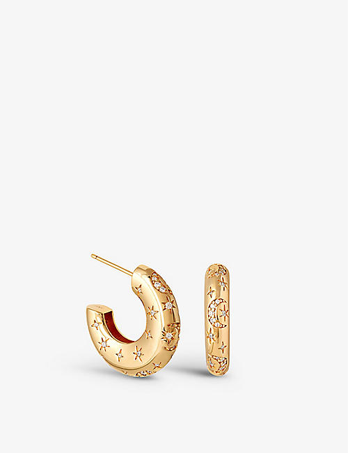 ASTRID & MIYU: Cosmic Dome 18ct yellow gold-plated brass and cubic zirconia earrings