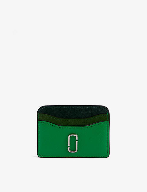 MARC JACOBS: Snapshot Double J logo-embossed leather card holder