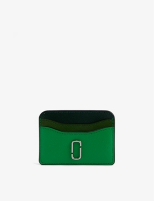 Marc Jacobs Snapshot Double J Logoembossed Leather Card Holder In Fern