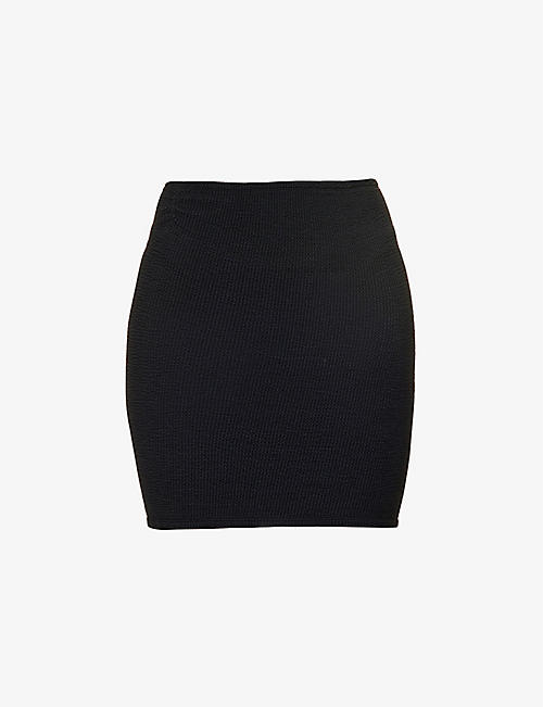 HUNZA G: High-waist stretch-woven mini skirt