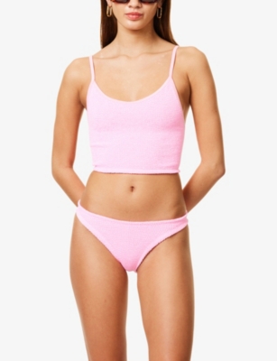 HUNZA G: Strap crinkle bikini set