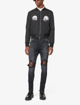 AMIRI Skull-appliqué regular-fit silk bomber jacket