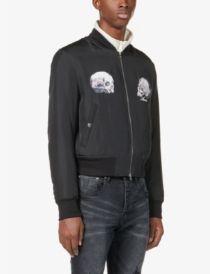 AMIRI Skull-appliqué regular-fit silk bomber jacket