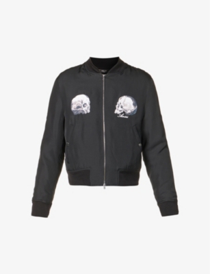 AMIRI Skull-appliqué regular-fit silk bomber jacket