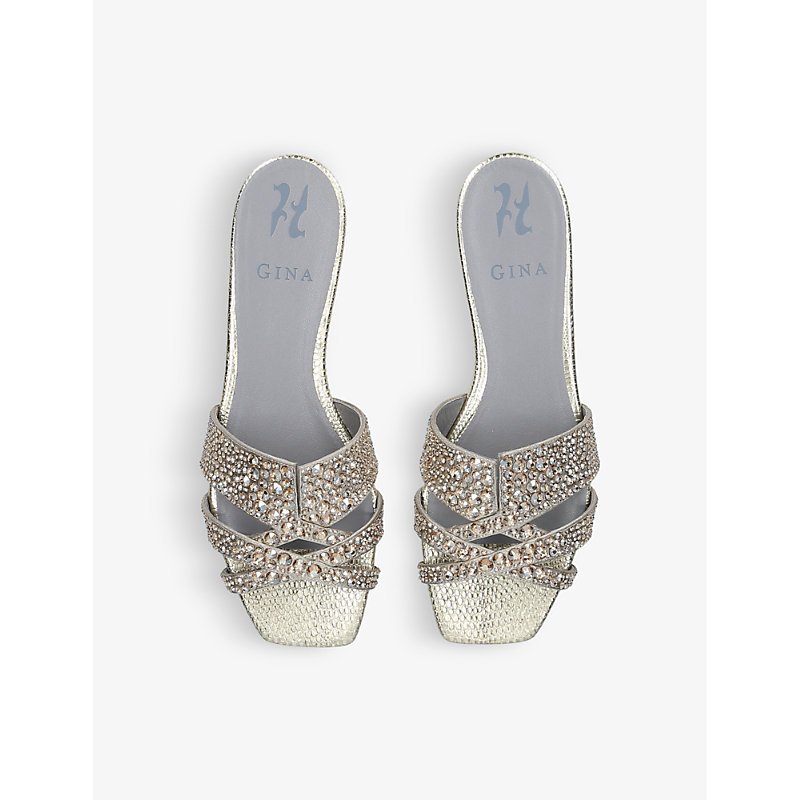 Shop Gina Women's Gold Beau Crystal-embellished Leather Sandals