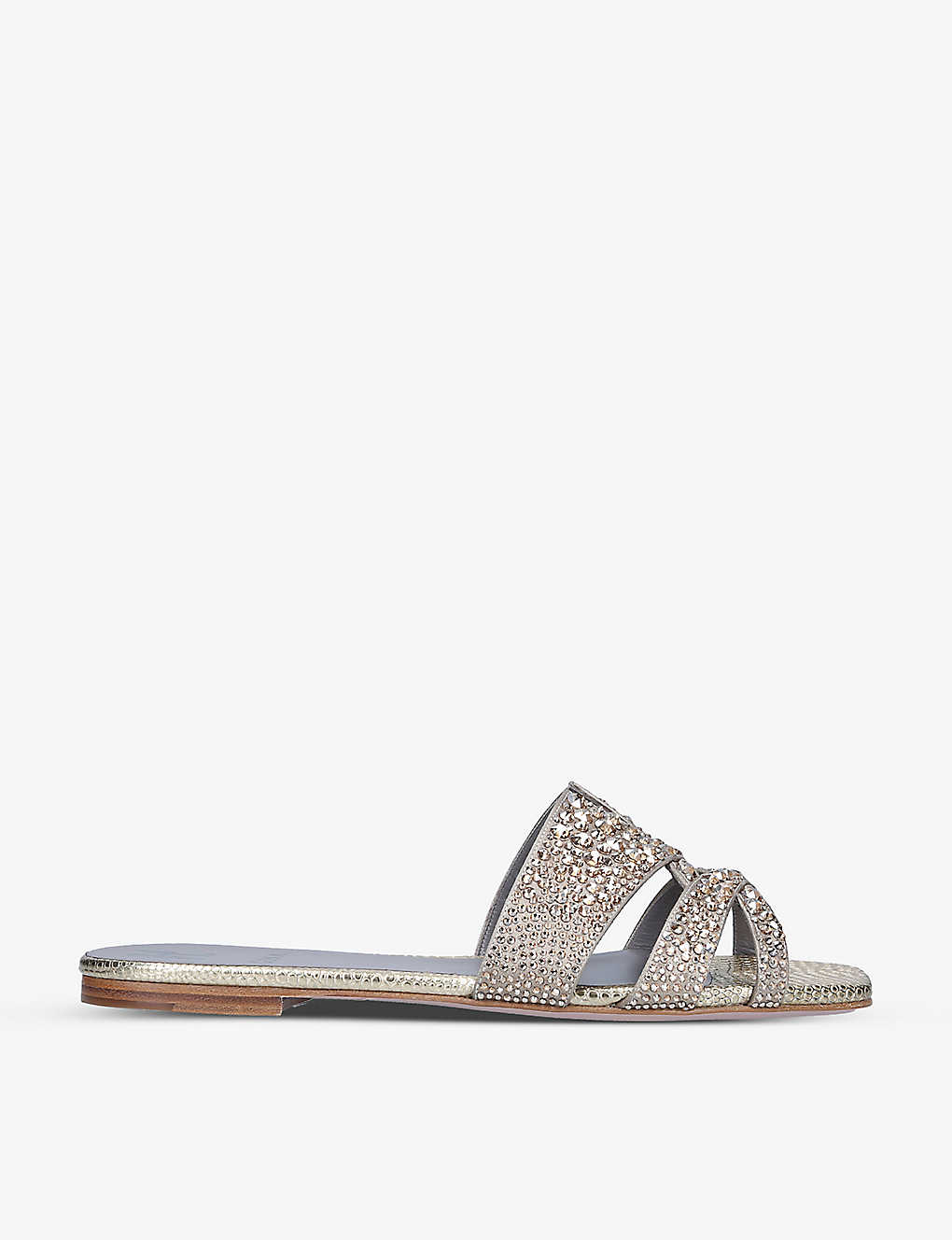 Gina Womens Gold Beau Crystal-embellished Leather Sandals