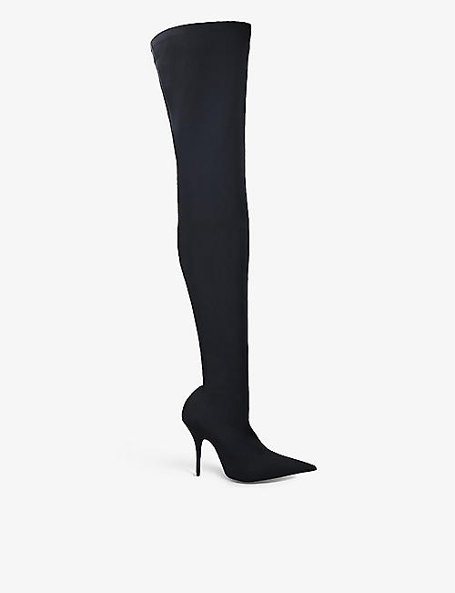 BALENCIAGA: Knife thigh-high stretch-knit heeled boots