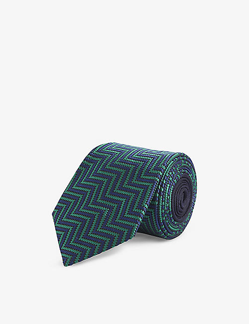 MISSONI: Zigzag-patterned wide-blade silk tie