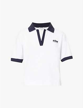 SPORTY & RICH: Sporty & Rich x Prince brand-embroidered cotton polo shirt