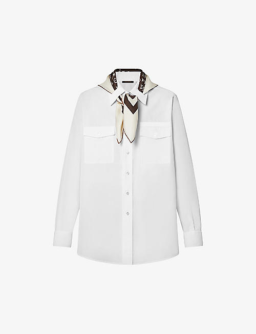 LOUIS VUITTON: Scarf-embellished cotton and silk-blend shirt