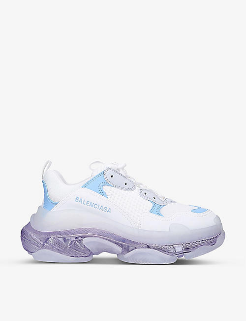 BALENCIAGA: Women's Triple S Clear Sole faux-leather and mesh trainers
