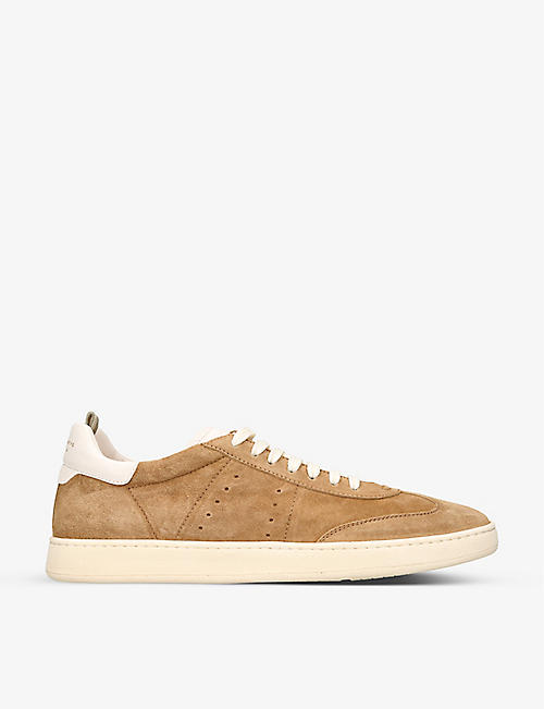 OFFICINE CREATIVE: Kombo logo-embossed suede low-top trainers