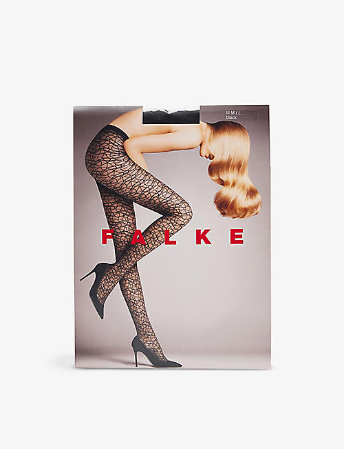 FALKE: Twisted abstract-pattern stretch-woven tights