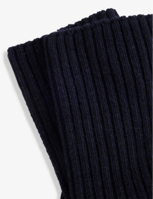Shop Falke Women's Dark Navy Cosy Wool Ribbed Calf-length Wool-blend Socks