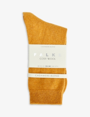 Falke Ribbed Ankle-rise Woven Socks In Amber