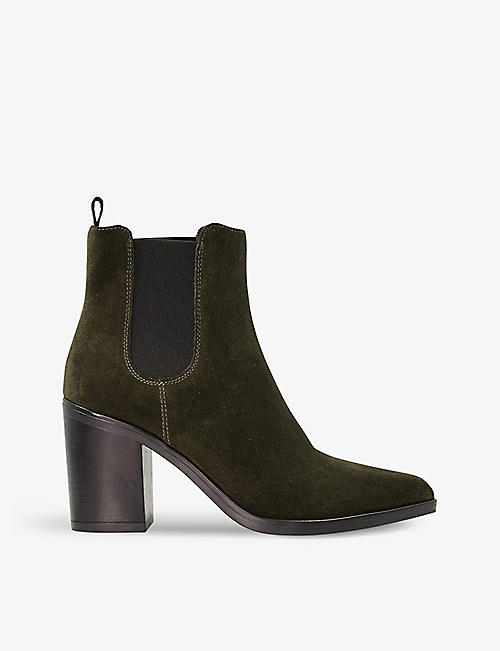 DUNE: Prea pointed-toe heeled suede Chelsea boots