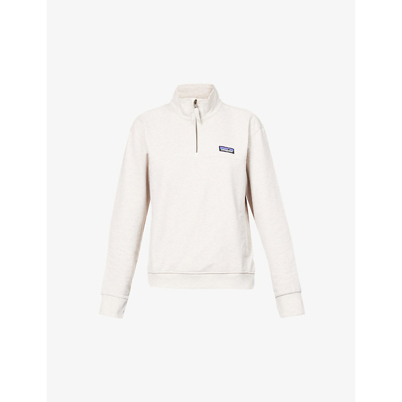 Patagonia Ahnya Brand-patch Organic Cotton And Recycled Polyester-blend Top In Dyno White