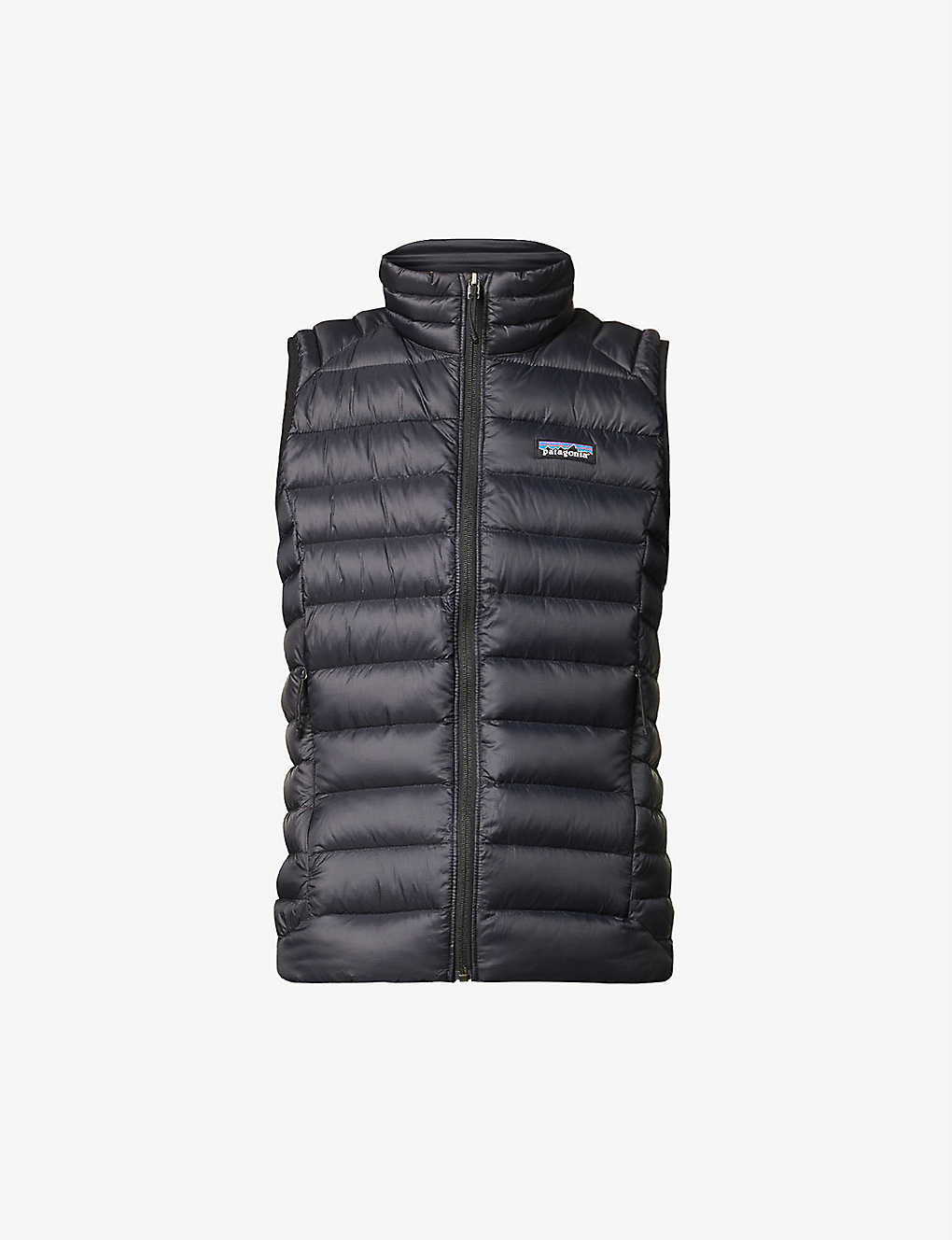 Patagonia Logo-patch Quilted Recycled Nylon-down Gilet In Black
