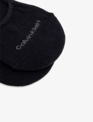 Calvin Klein Mens Black Logo-print Pack Of Two Stretch-cotton Blend Liner Socks In Black