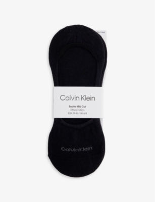 CALVIN KLEIN: Logo-print pack of two stretch-cotton blend liner socks