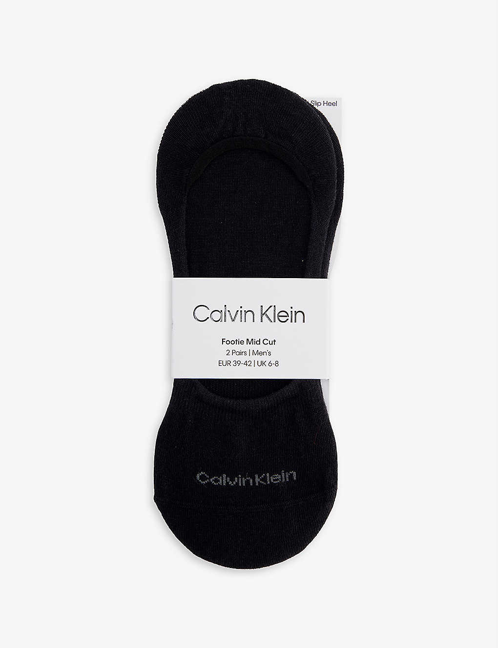 Calvin Klein Mens Black Logo-print Pack Of Two Stretch-cotton Blend Liner Socks