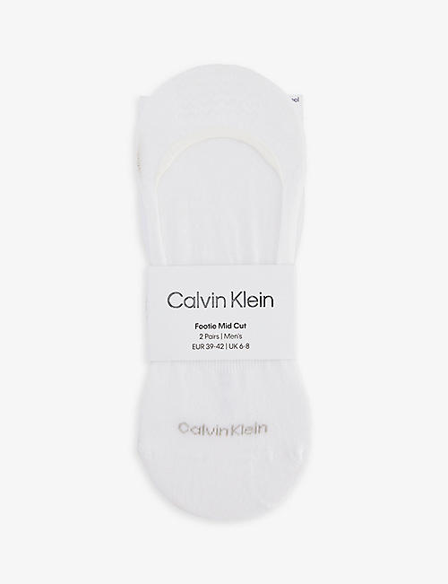 CALVIN KLEIN: Logo-print pack of two stretch-cotton blend liner socks