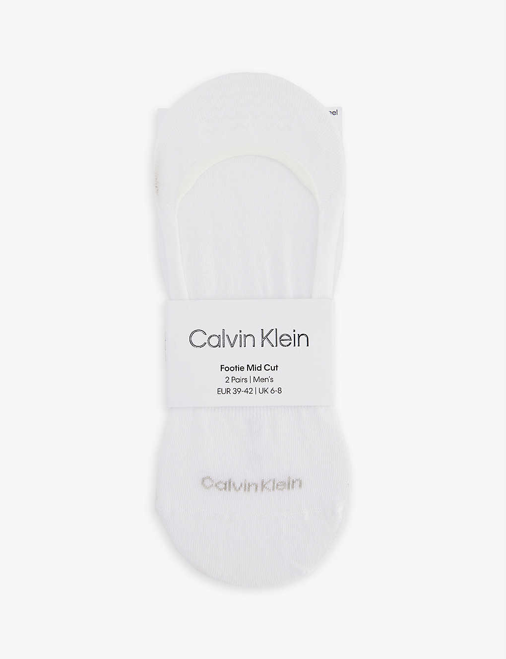 Calvin Klein Mens White Logo-print Pack Of Two Stretch-cotton Blend Liner Socks