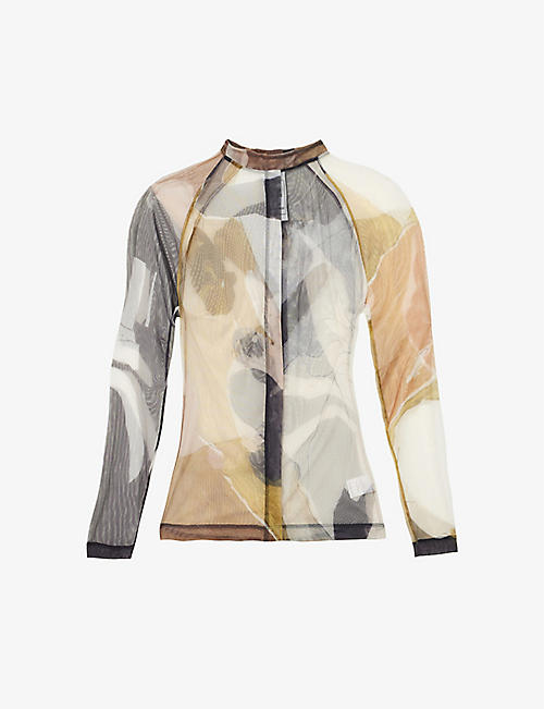 BETHANY WILLIAMS: Our Team semi-sheer graphic-print recycled-polyester top