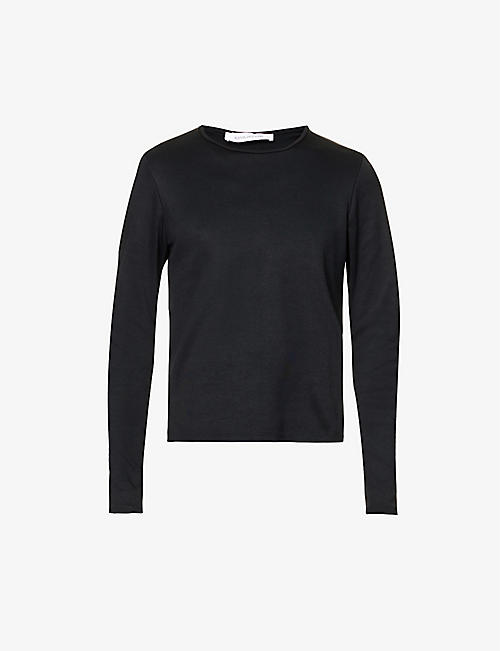 BIANCA SAUNDERS: Asymmetric-neck long-sleeved stretch-woven top