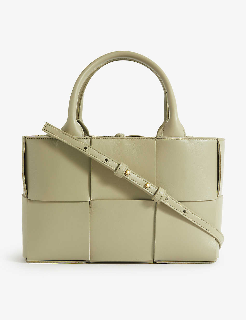 Bottega Veneta Arco Mini Leather Tote Bag In Travertine-gold