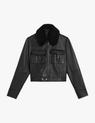 Ted baker shearling hot sale leather jacket