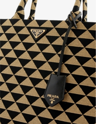 PRADA Symbole brand-plaque woven tote bag