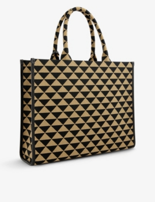 PRADA Symbole brand-plaque woven tote bag