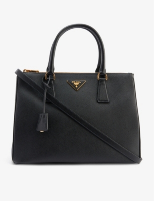 Prada Galleria Double Zip Tote Saffiano Mini Nero Black in Leather with  Brass - US