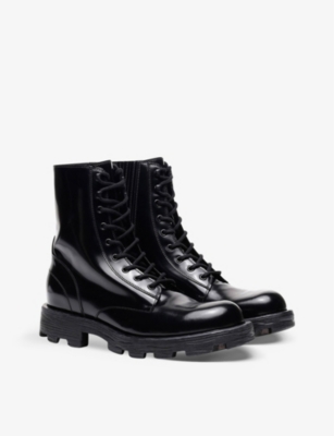 Shop Diesel Men's Black D-hammer Cleated-sole Lace-up Leather Combat Boots