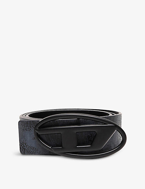 DIESEL: B-1dr Rev brand-buckle leather belt