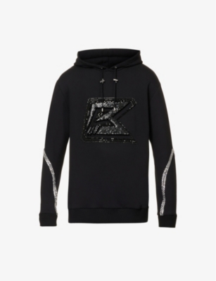 Rhinestone-embellished relaxed-fit cotton-jersey hoody