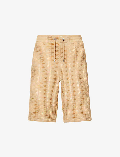BALMAIN: Logo-embossed straight-leg relaxed-fit stretch-jersey shorts