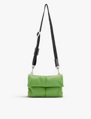 Allsaints Womens Green Ezra Leather Cross-body Bag In Green