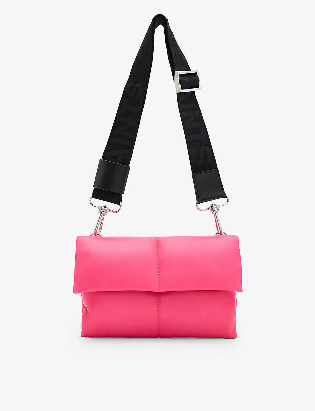Shop Allsaints Women's Hot Pink Ezra Leather Cross-body Bag