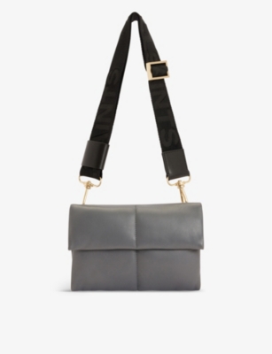 Allsaints Womens Slate Grey Ezra Leather Cross-body Bag